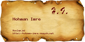 Hohman Imre névjegykártya